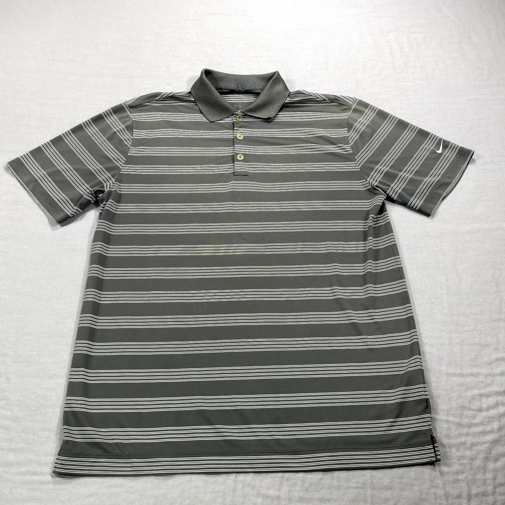 Nike Polo Shirt Adult Large Gray‎ White Tour Performance Lightweight Golf Mens